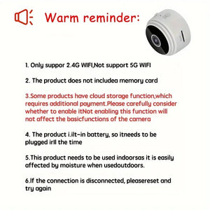 Compact 2.4G Wireless WiFi Webcam - Easy Setup, Perfect for Home Security, Rechargeable Battery/USB Powered