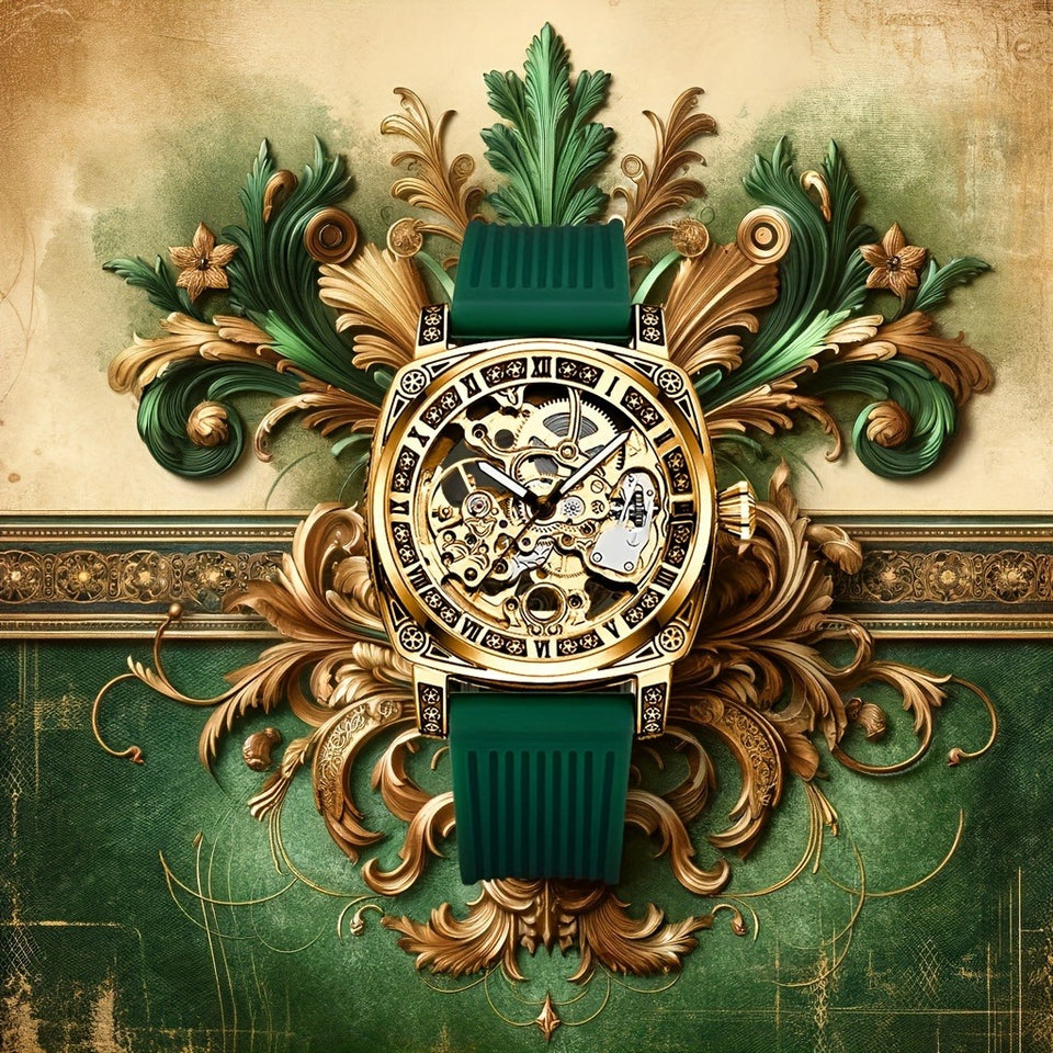 A High-end MEN'S Gold Carved Hollow Fashionable Retro Luminous Business and Leisure Fully Automatic Mechanical Watch®