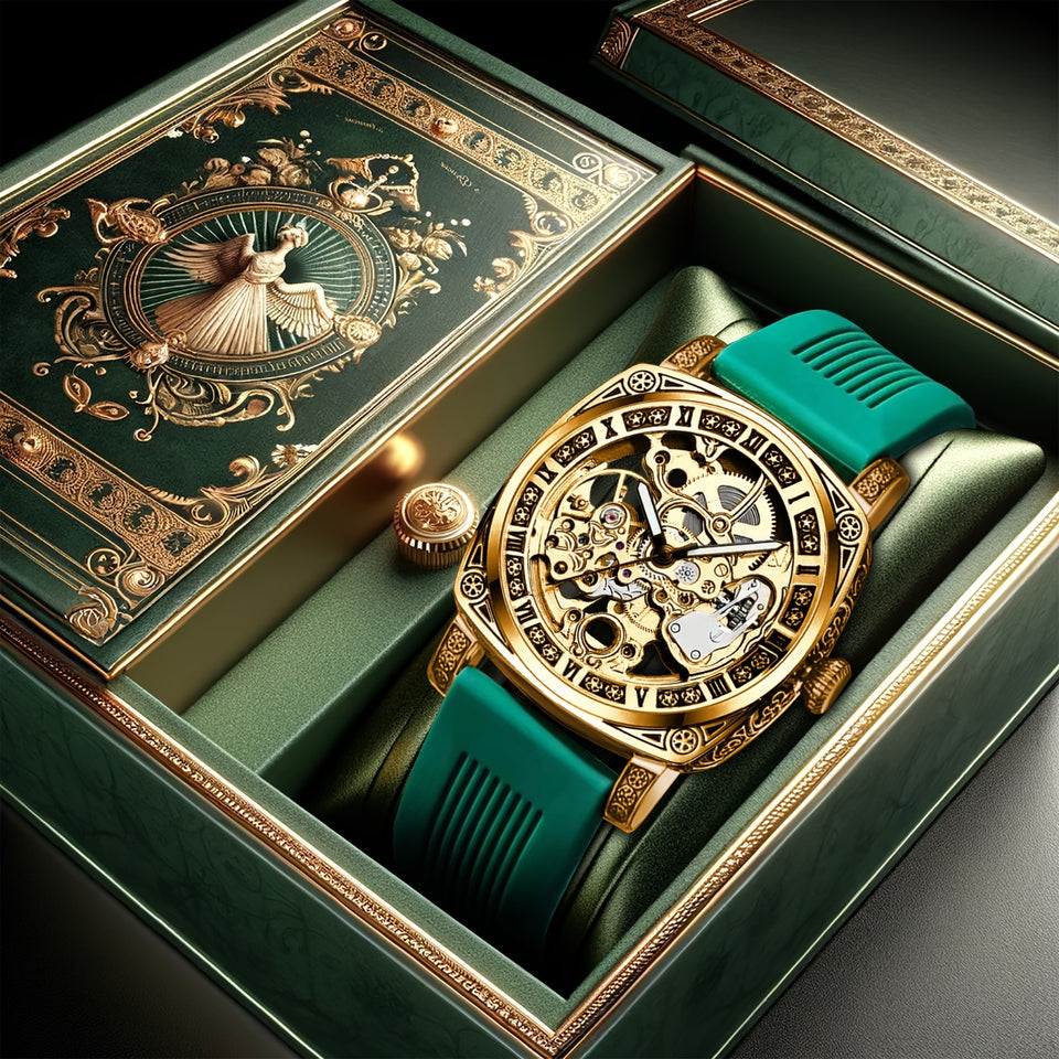 A High-end MEN'S Gold Carved Hollow Fashionable Retro Luminous Business and Leisure Fully Automatic Mechanical Watch®